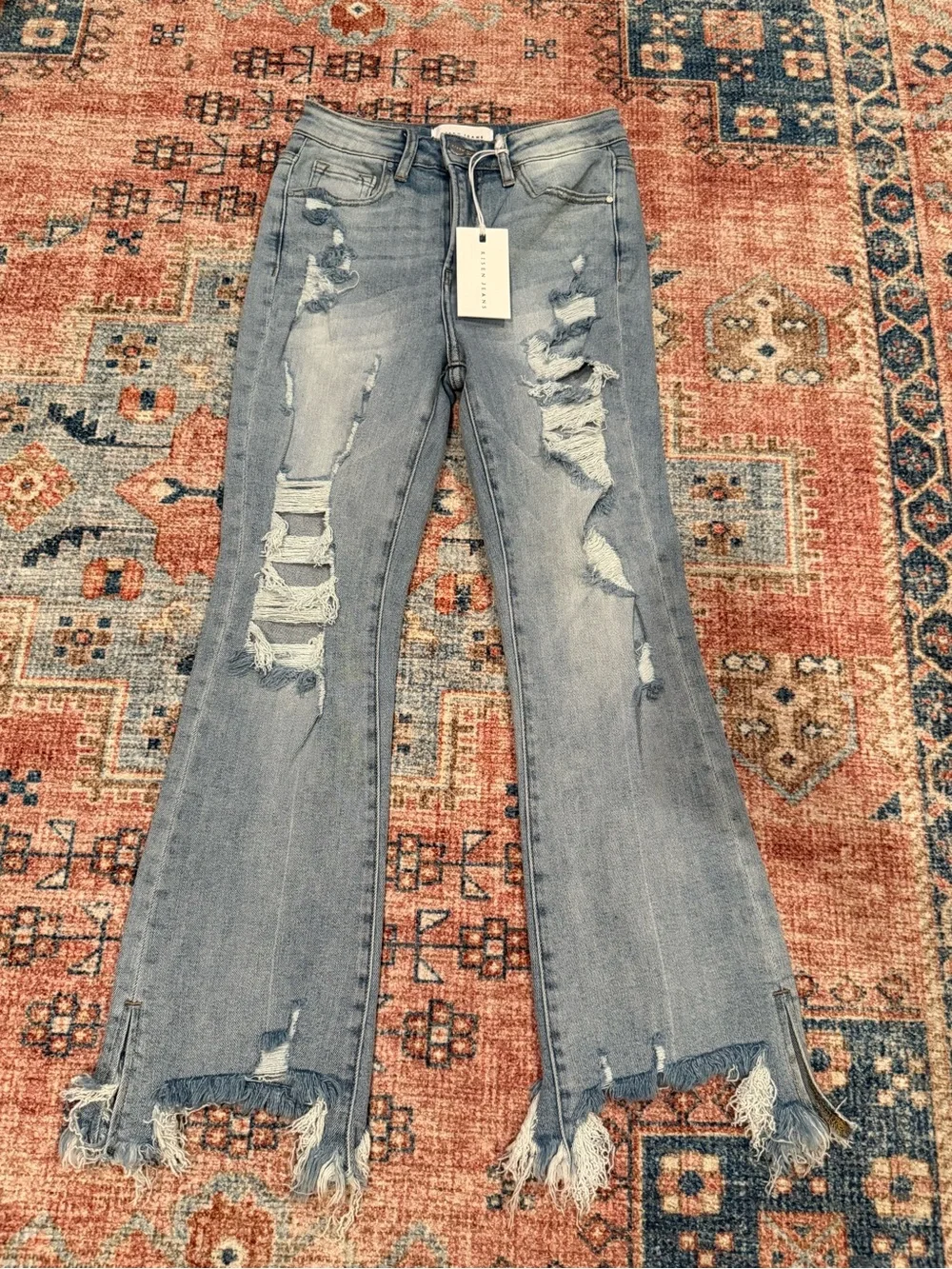 Distressed Light Blue Women's Flared Jeans